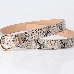 Vegan Leather Khaki Snake Print Belt